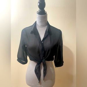 Cropped sheer coverup